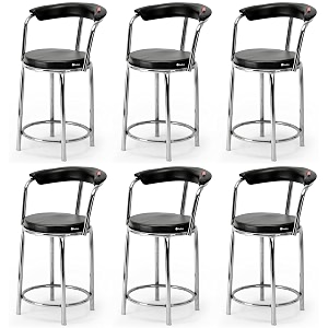 goyal steel amp furniture exclusive stainless steel multipurpose stool with footrest -modern comfortable cushioned chair for bar cafe salon reception outdoors 6 black