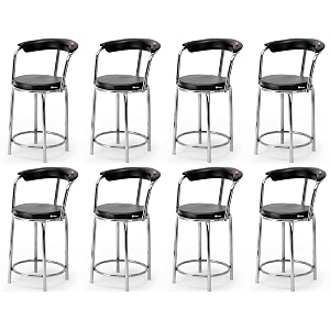 goyal steel amp furniture exclusive stainless steel multipurpose stool with footrest -modern comfortable cushioned chair for bar cafe salon reception outdoors 8 black