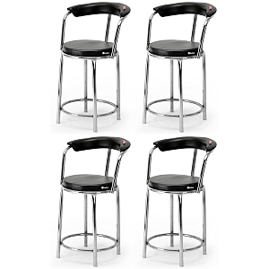 goyal steel amp furniture exclusive stainless steel multipurpose stool with footrest -modern comfortable cushioned chair for bar cafe salon reception outdoors 4 black