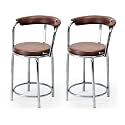 Goyal steel &amp; furniture Exclusive Stainless Steel Multipurpose Stool with Footrest -Modern Comfortable Cushioned Chair for Bar, Cafe, Salon, Reception, Outdoors (2, Brown)