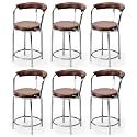 Goyal steel &amp; furniture Exclusive Stainless Steel Multipurpose Stool with Footrest -Modern Comfortable Cushioned Chair for Bar, Cafe, Salon, Reception, Outdoors (6, Brown)