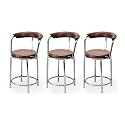 Goyal steel &amp; furniture Exclusive Stainless Steel Multipurpose Stool with Footrest -Modern Comfortable Cushioned Chair for Bar, Cafe, Salon, Reception, Outdoors (3, Brown)