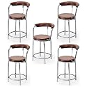 Goyal steel &amp; furniture Exclusive Stainless Steel Multipurpose Stool with Footrest -Modern Comfortable Cushioned Chair for Bar, Cafe, Salon, Reception, Outdoors (8, Brown)