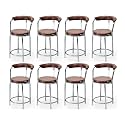 Goyal steel &amp; furniture Exclusive Stainless Steel Multipurpose Stool with Footrest -Modern Comfortable Cushioned Chair for Bar, Cafe, Salon, Reception, Outdoors (8, Brown)