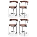 Goyal steel &amp; furniture Exclusive Stainless Steel Multipurpose Stool with Footrest -Modern Comfortable Cushioned Chair for Bar, Cafe, Salon, Reception, Outdoors (4, Brown)