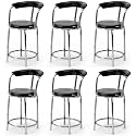 Goyal steel &amp; furniture Exclusive Stainless Steel Multipurpose Stool with Footrest -Modern Comfortable Cushioned Chair for Bar, Cafe, Salon, Reception, Outdoors (6, Black)