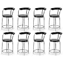 Goyal steel &amp; furniture Exclusive Stainless Steel Multipurpose Stool with Footrest -Modern Comfortable Cushioned Chair for Bar, Cafe, Salon, Reception, Outdoors (8, Black)