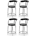 Goyal steel &amp; furniture Exclusive Stainless Steel Multipurpose Stool with Footrest -Modern Comfortable Cushioned Chair for Bar, Cafe, Salon, Reception, Outdoors (4, Black)