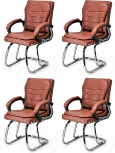 goyal steel  furniture industries ultimate comfort chair visitor cushion chair for home office leatherette office arm chair brown set of 4 optional installation available