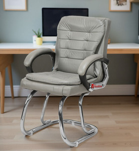 goyal steel  furniture industries ultimate comfort chair visitor cushion chair for home office leatherette office arm chair grey optional installation available