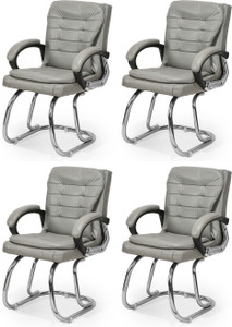 goyal steel  furniture industries ultimate comfort chair visitor cushion chair for home office leatherette office arm chair grey set of 4 optional installation available