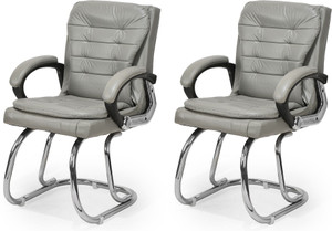 goyal steel  furniture industries ultimate comfort chair visitor cushion chair for home office leatherette office arm chair grey set of 2 optional installation available