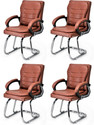 Goyal Steel & Furniture Industries Ultimate Comfort chair Visitor Cushion Chair for home office Leatherette Office Arm Chair (Brown, Set of 4, Optional Installation Available)