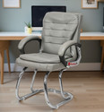 Goyal Steel & Furniture Industries Ultimate Comfort chair Visitor Cushion Chair for home office Leatherette Office Arm Chair (Grey, Optional Installation Available)