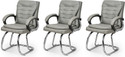 Goyal Steel & Furniture Industries Ultimate Comfort chair Visitor Cushion Chair for home office Leatherette Office Arm Chair (Grey, Set of 3, Optional Installation Available)