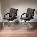 Goyal Steel & Furniture Industries Ultimate Comfort chair Visitor Cushion Chair for home office Leatherette Office Arm Chair (Maroon, Set of 2, Optional Installation Available)