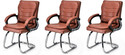 Goyal Steel & Furniture Industries Ultimate Comfort chair Visitor Cushion Chair for home office Leatherette Office Arm Chair (Brown, Set of 3, Optional Installation Available)