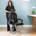 Goyal Steel & Furniture Industries Ultimate Comfort chair Visitor Cushion Chair for home office Leatherette Office Arm Chair