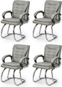 Goyal Steel & Furniture Industries Ultimate Comfort chair Visitor Cushion Chair for home office Leatherette Office Arm Chair (Grey, Set of 4, Optional Installation Available)