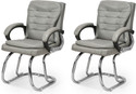 Goyal Steel & Furniture Industries Ultimate Comfort chair Visitor Cushion Chair for home office Leatherette Office Arm Chair (Grey, Set of 2, Optional Installation Available)