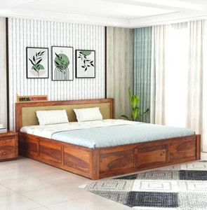 goyalinterior sheesham wood king bedwooden cotwooden bed with box storage for home solid wood king box bed 20574 cm x 1905 cm 675 ft x 625 ft finish color - honey delivery condition - diydo-it-yourself