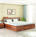 GOYALINTERIOR Sheesham Wood Box Bed/Cot/Wooden Palaung With Storage For Bedroom/Home/Hotel Solid Wood King Box Bed, 205.74 cm x 190.5 cm (6.75 ft x 6.25 ft) (Finish Color - Honey-GY, Delivery Condition - DIY(Do-It-Yourself))