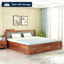 GOYALINTERIOR Sheesham Wood Queen Bed/Wooden Cot/Wooden Bed With Box Storage For Home Solid Wood Queen Box Bed, 205.74 cm x 160.02 cm (6.75 ft x 5.25 ft)