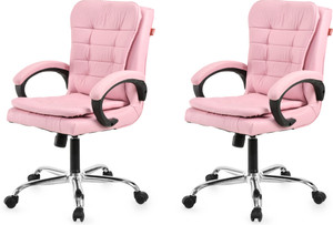 goyalson comfortable swivel office chair adjustable height  breathable mesh leatherette office adjustable arm chair pink set of 2 optional installation available