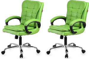 goyalson comfortable swivel office chair adjustable height  breathable mesh leatherette office adjustable arm chair green set of 2 optional installation available