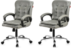 goyalson comfortable swivel office chair adjustable height  breathable mesh leatherette office adjustable arm chair grey set of 2 optional installation available