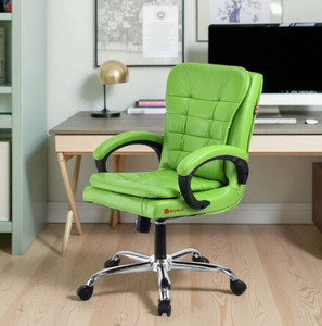 goyalson comfortable swivel office chair adjustable height  breathable mesh leatherette office adjustable arm chair green optional installation available