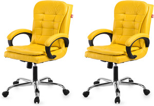 goyalson comfortable swivel office chair adjustable height  breathable mesh leatherette office adjustable arm chair yellow set of 2 optional installation available