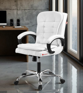 goyalson comfortable swivel office chair adjustable height  breathable mesh leatherette office adjustable arm chair white optional installation available