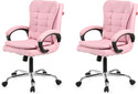 GOYALSON Comfortable Swivel Office Chair Adjustable Height & Breathable Mesh Leatherette Office Adjustable Arm Chair (Pink, Set of 2, Optional Installation Available)