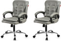 GOYALSON Comfortable Swivel Office Chair Adjustable Height & Breathable Mesh Leatherette Office Adjustable Arm Chair (Grey, Set of 2, Optional Installation Available)
