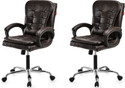 GOYALSON Comfortable Swivel Office Chair Adjustable Height & Breathable Mesh Leatherette Office Adjustable Arm Chair (Coffee, Set of 2, Optional Installation Available)
