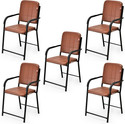 GOYALSON comfortable visitor chair for home office chair & computer/ student study chair Metal Dining Chair (Set of 5, Finish Color - brown)