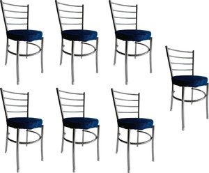 goyalson dining chair for home office restaurants hotels metal dining chair set of 7 finish color - blue