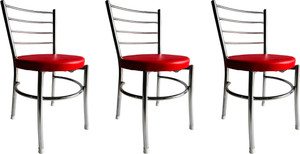 goyalson dining chair for home office restaurants hotels metal dining chair set of 3 finish color - red