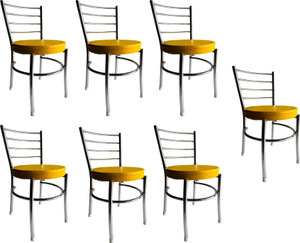 goyalson dining chair for home office restaurants hotels metal dining chair set of 7 finish color - yellow