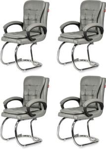 goyalson ergonomic visitor chair for office  home comfortable  durable design leatherette office adjustable arm chair grey set of 4 optional installation available