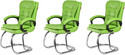 GOYALSON Ergonomic Visitor Chair for Office & Home Comfortable & Durable Design Leatherette Office Adjustable Arm Chair (Green, Set of 3, Optional Installation Available)