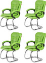 GOYALSON Ergonomic Visitor Chair for Office & Home Comfortable & Durable Design Leatherette Office Adjustable Arm Chair (Green, Set of 4, Optional Installation Available)