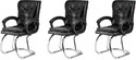 GOYALSON Ergonomic Visitor Chair for Office & Home Comfortable & Durable Design Leatherette Office Adjustable Arm Chair (black, Set of 3, Optional Installation Available)
