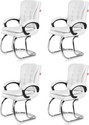GOYALSON Ergonomic Visitor Chair for Office & Home Comfortable & Durable Design Leatherette Office Adjustable Arm Chair (White, Set of 4, Optional Installation Available)