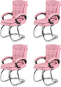 GOYALSON Ergonomic Visitor Chair for Office & Home Comfortable & Durable Design Leatherette Office Adjustable Arm Chair (Pink, Set of 4, Optional Installation Available)