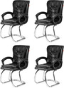 GOYALSON Ergonomic Visitor Chair for Office & Home Comfortable & Durable Design Leatherette Office Adjustable Arm Chair (black, Set of 4, Optional Installation Available)
