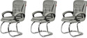 GOYALSON Ergonomic Visitor Chair for Office & Home Comfortable & Durable Design Leatherette Office Adjustable Arm Chair (Grey, Set of 3, Optional Installation Available)