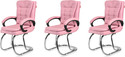 GOYALSON Ergonomic Visitor Chair for Office & Home Comfortable & Durable Design Leatherette Office Adjustable Arm Chair (Pink, Set of 3, Optional Installation Available)