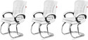 GOYALSON Ergonomic Visitor Chair for Office & Home Comfortable & Durable Design Leatherette Office Adjustable Arm Chair (White, Set of 3, Optional Installation Available)